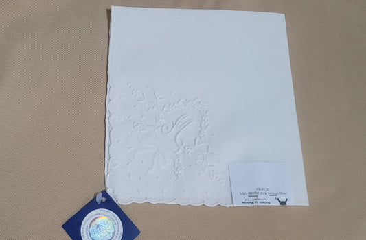 Lenço de senhora iniciais branco